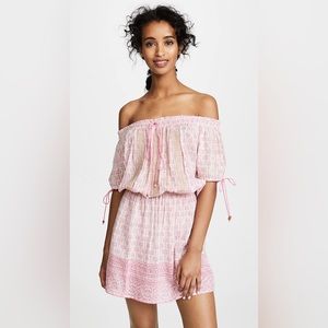 ALICIA BELL Printed Off Shoulder Dress, Pink & Gold, Size XS